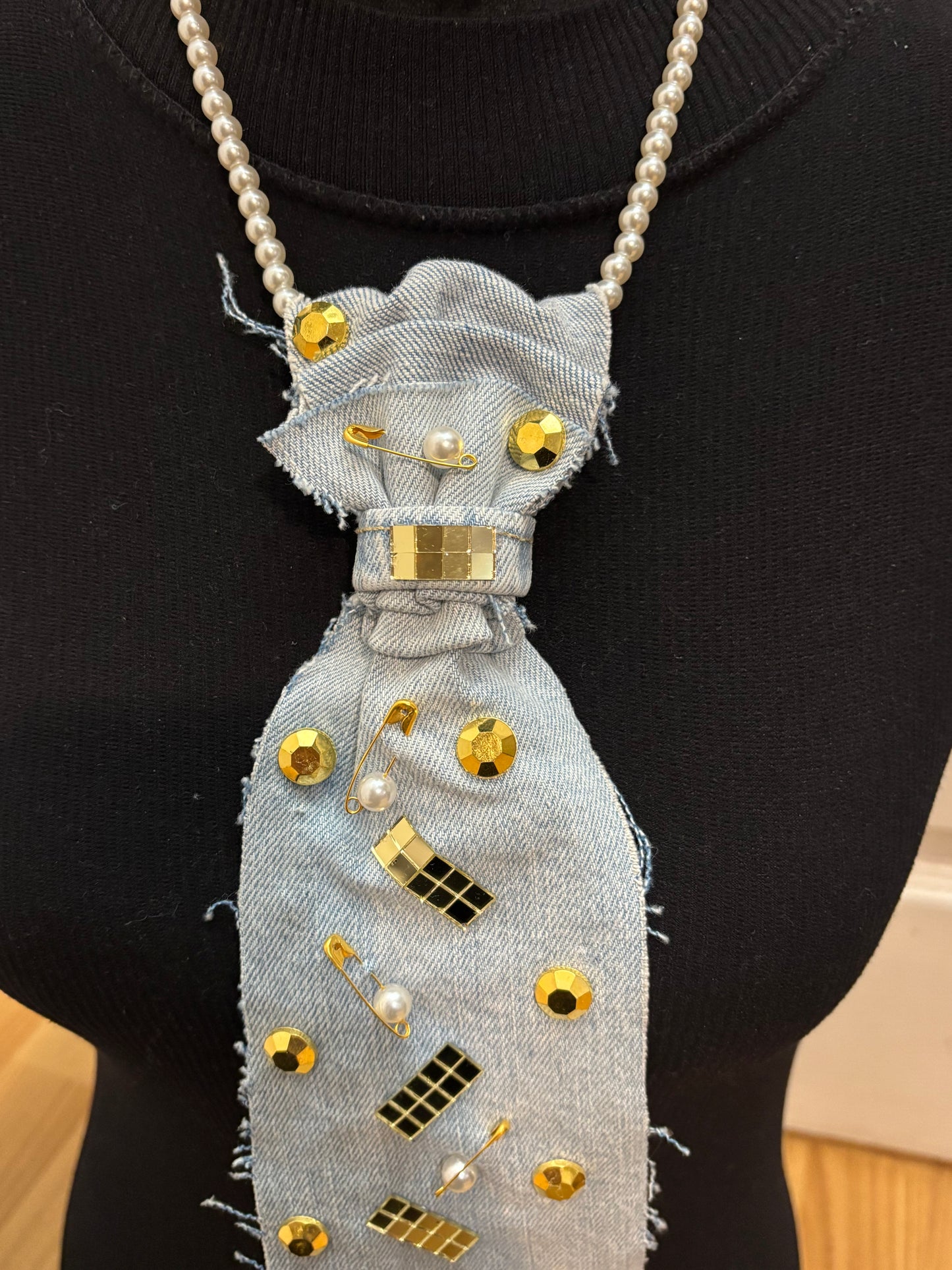 💎 Golden Grit Denim Necktie