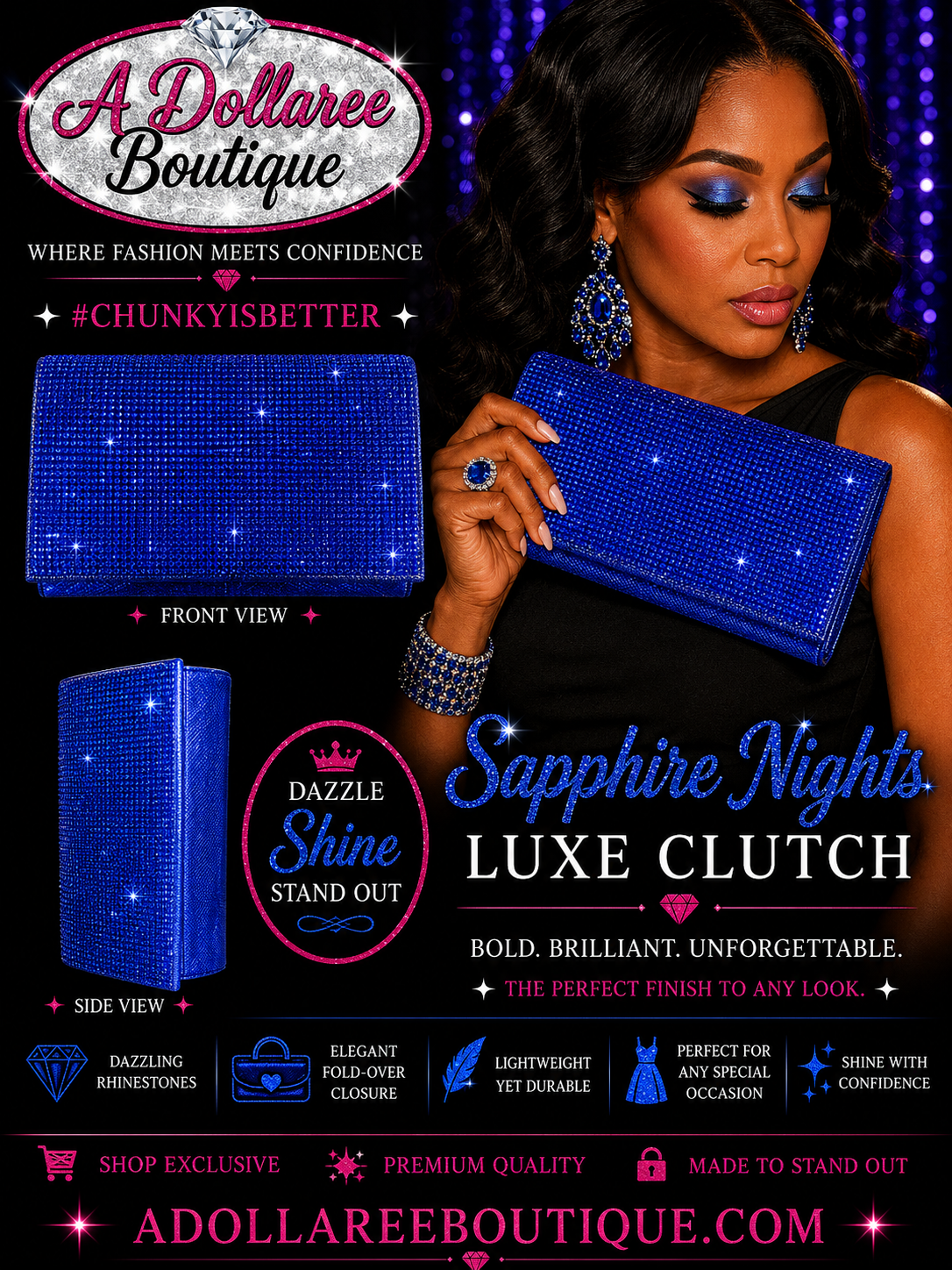 Sapphire Nights Luxe Clutch