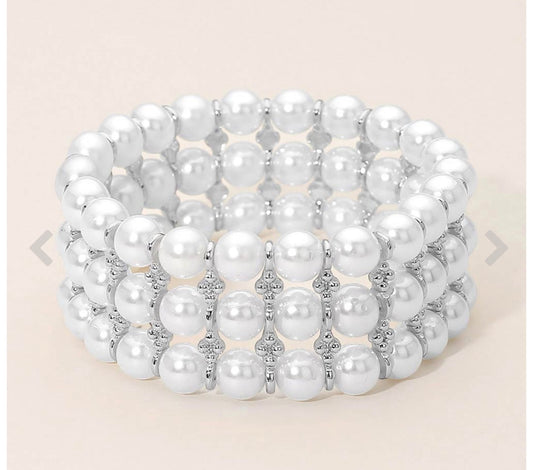 The Pearl Royale Stretch Bracelet (Silver)