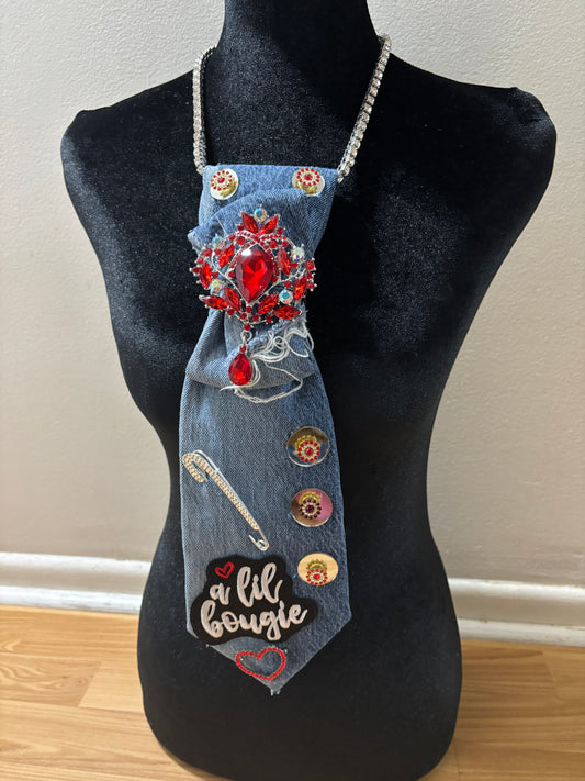 Lil’ Bougie Red Denim Statement Tie
