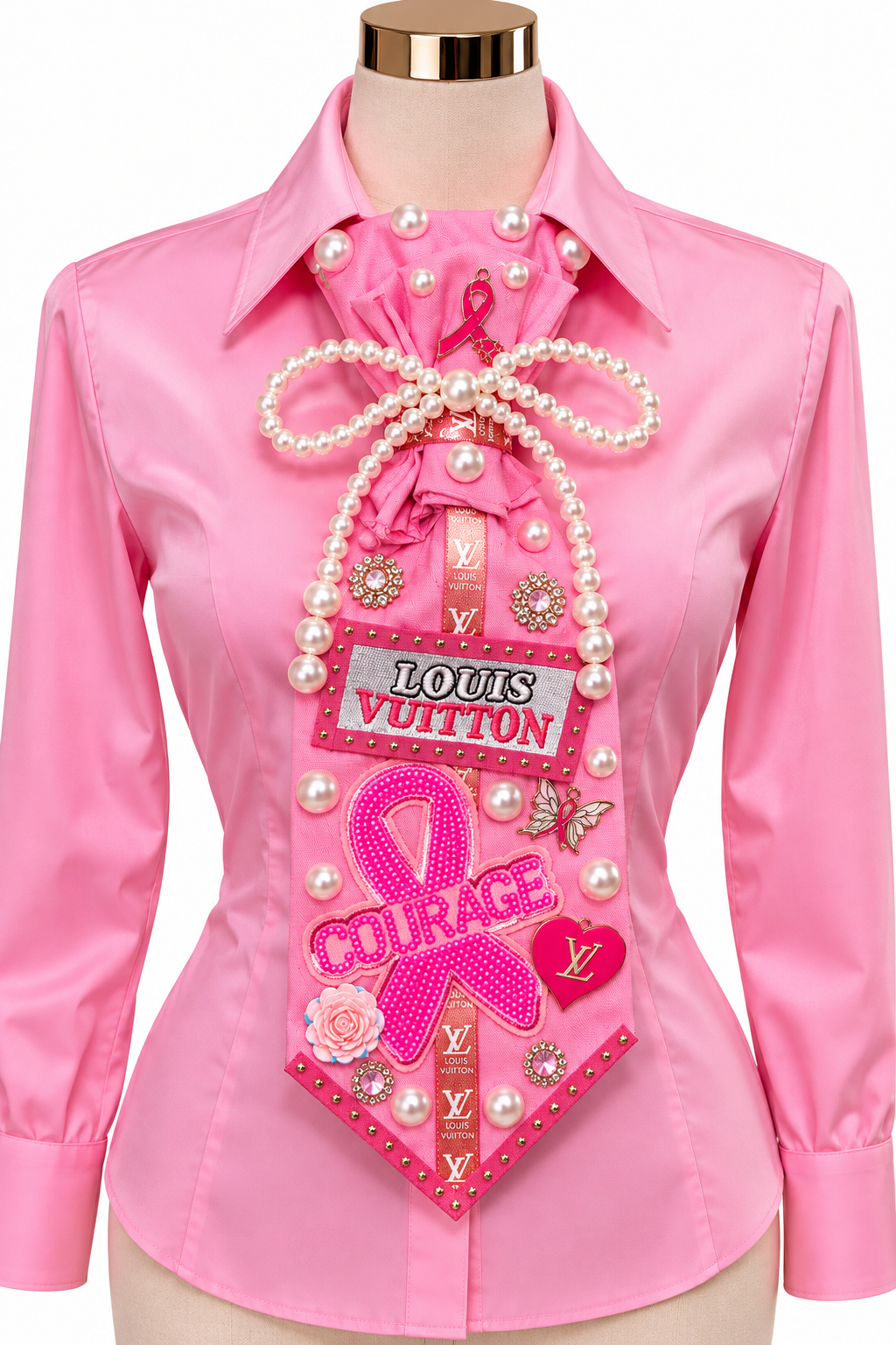 Pink Courage Glam Statement Tie – Breast Cancer Awareness Edition 🎀