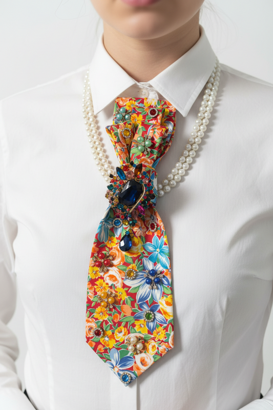 “Garden Royale Luxe Statement Tie – Bloom & Brilliance Edition