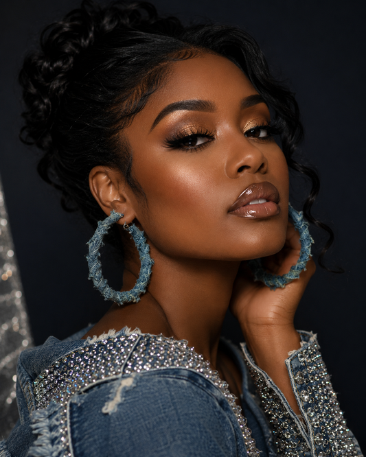 Skyline Wash Distressed Denim Hoops
