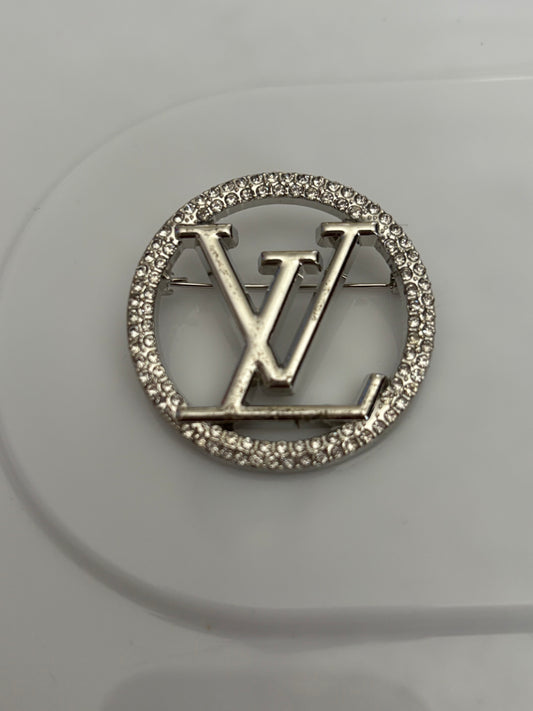 Crystal LV Circle Brooch – Silver Sparkle Edition