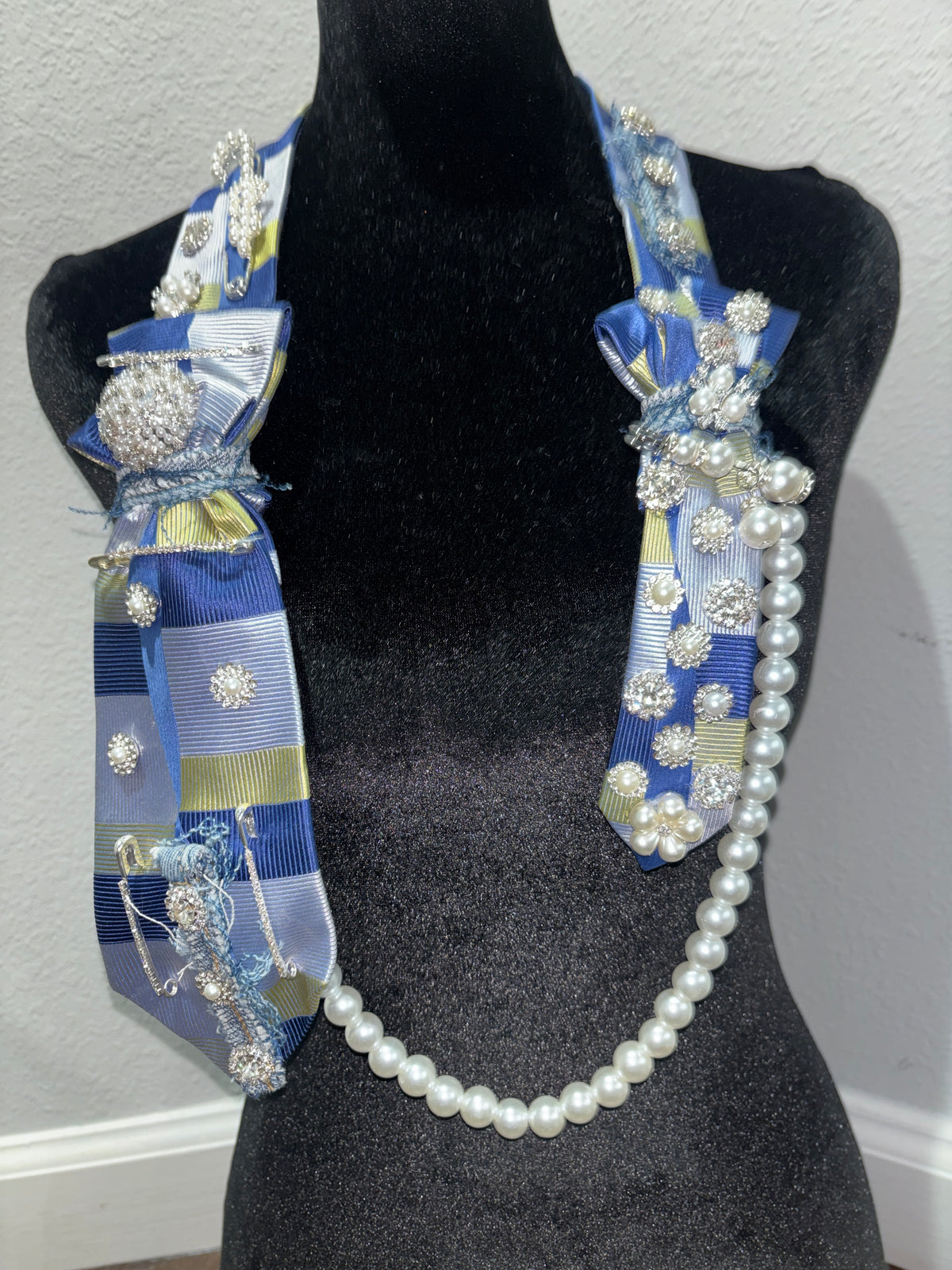 The Blue Opulence| One-of-One Luxury Embellished Statement Necktie Necklace