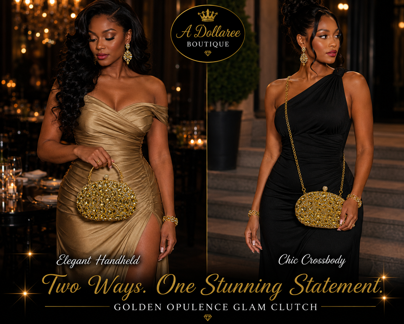 Golden Opulence Glam Clutch