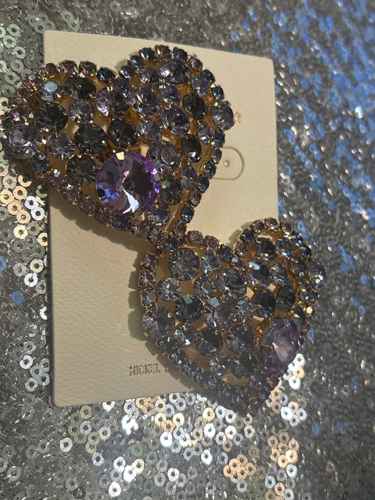 Glamour Heart Crystal Clips