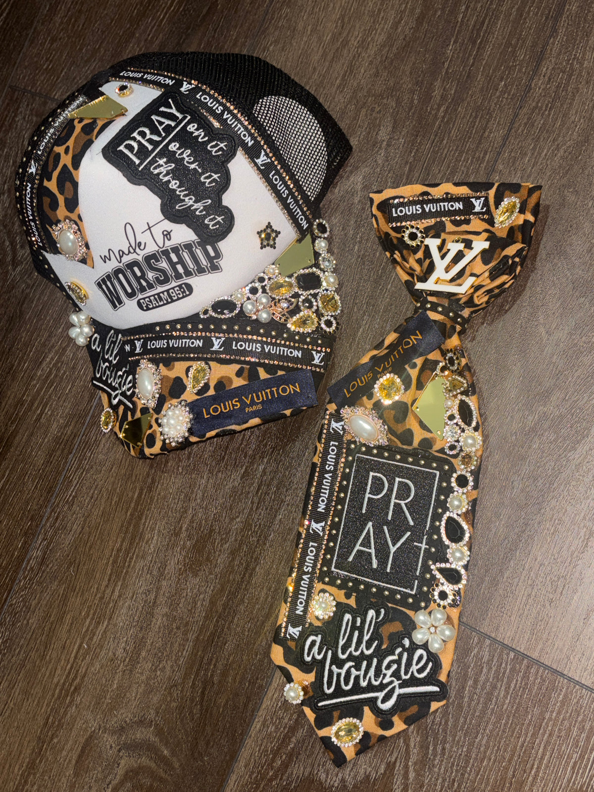 Prayed Up & Bougie | ONE OF ONE Leopard Luxe Hat & Tie Set