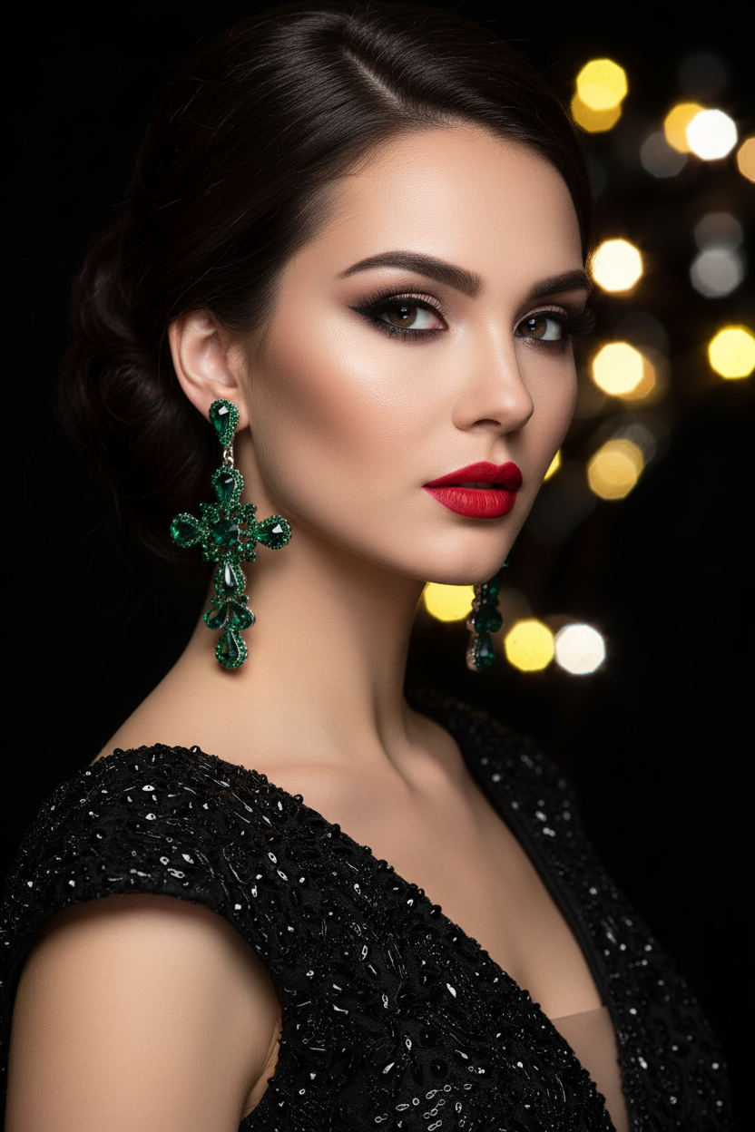 Emerald Promise Cross Earrings
