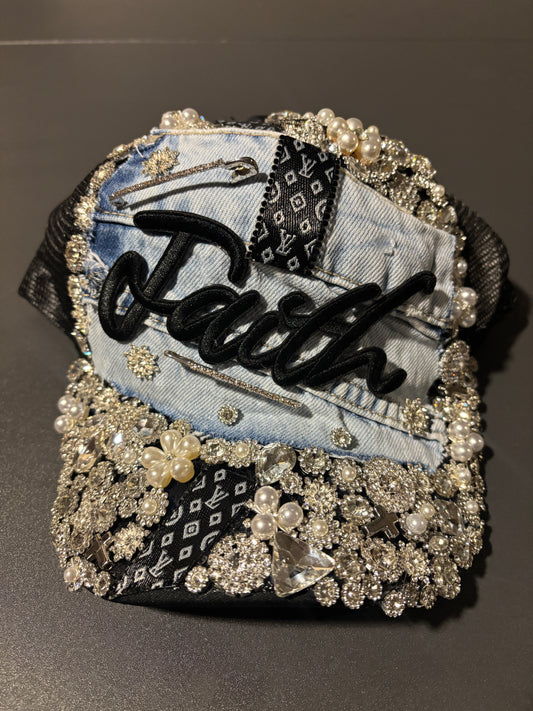 Faith Luxe Denim & Pearl Trucker Hat