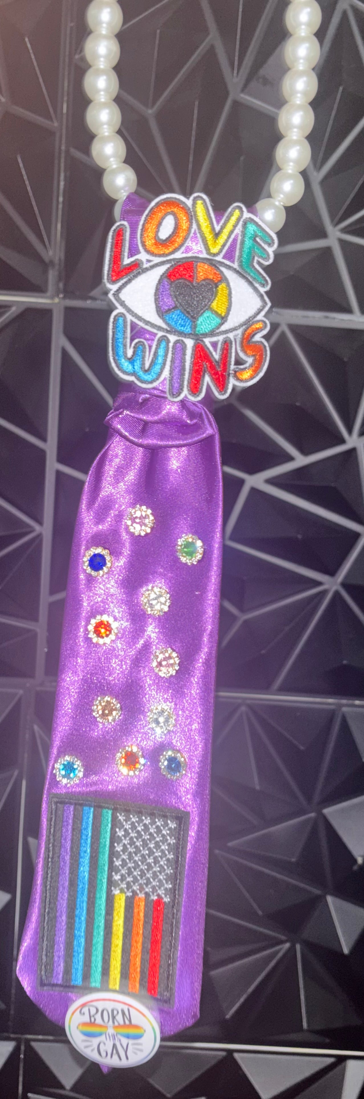 Love Wins Purple Pride Rhinestone Statement Tie