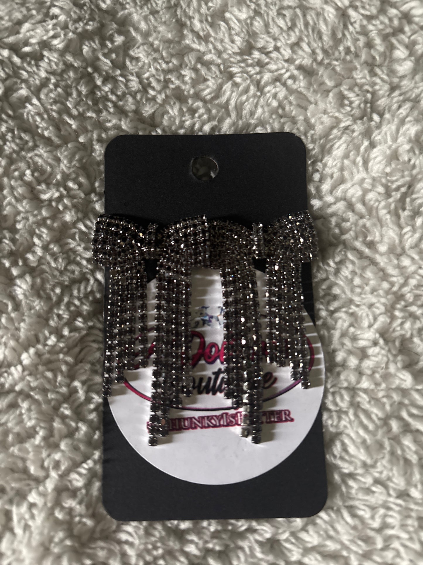 Midnight Majesty Bow Fringe Earrings