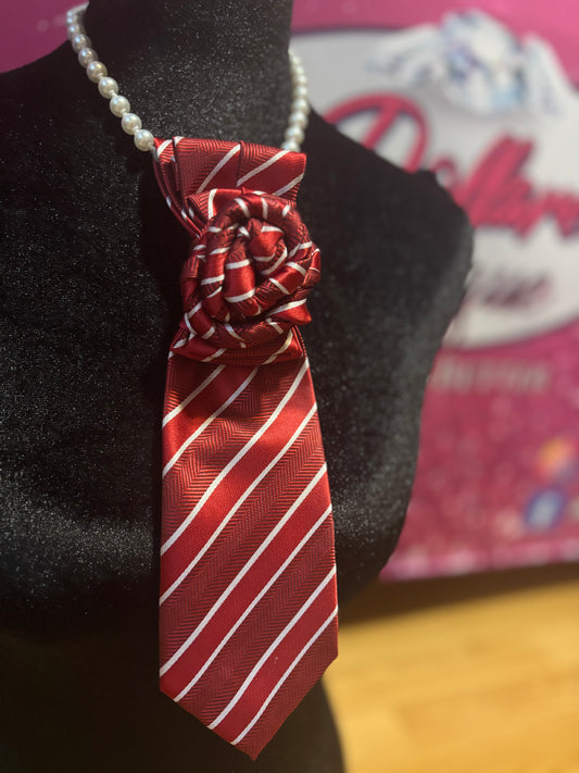 Cherry Luxe Rose Tie Necklace