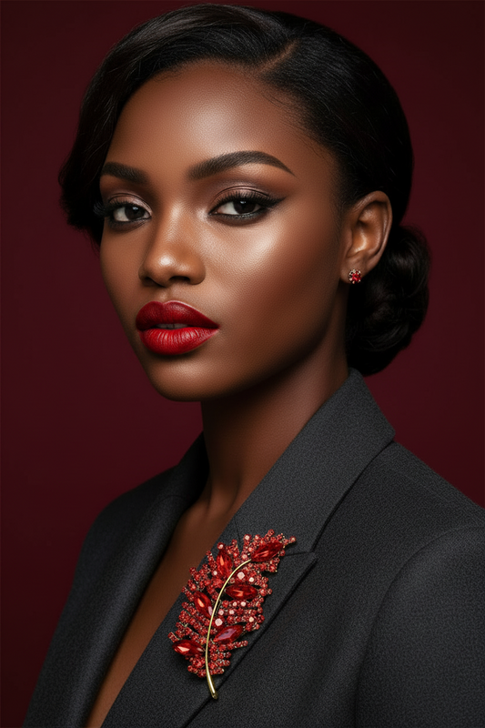 Crimson Royale Leaf Brooch