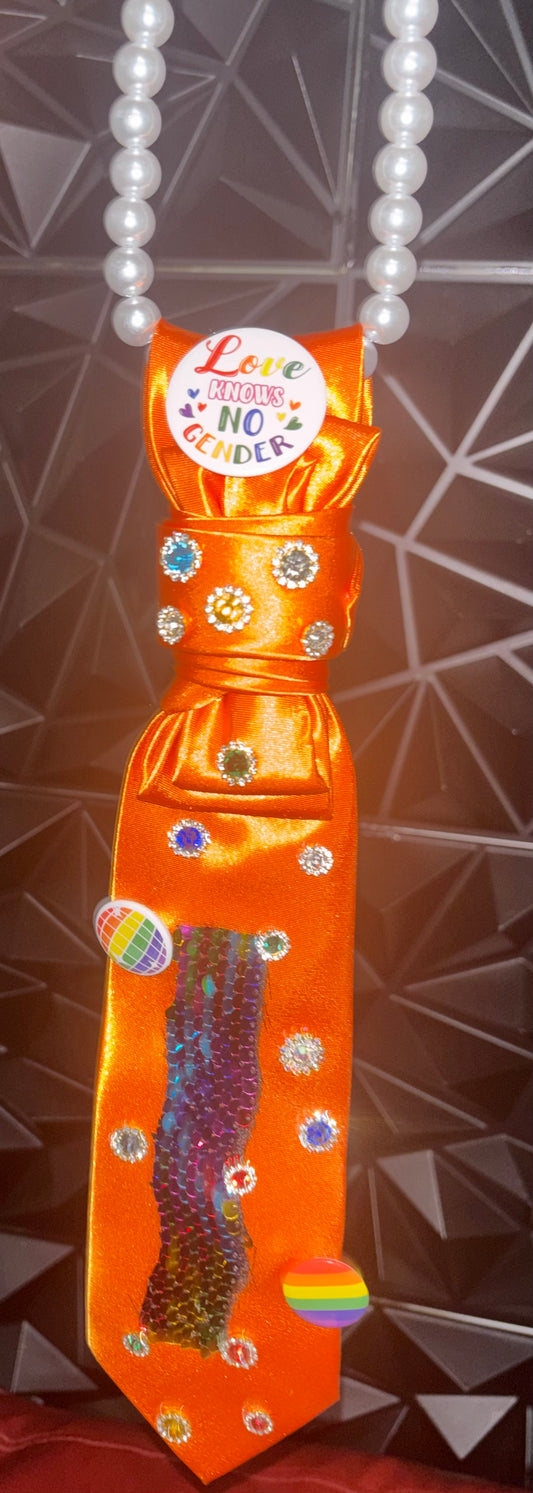 Love Knows No Gender Orange Pride Statement Tie