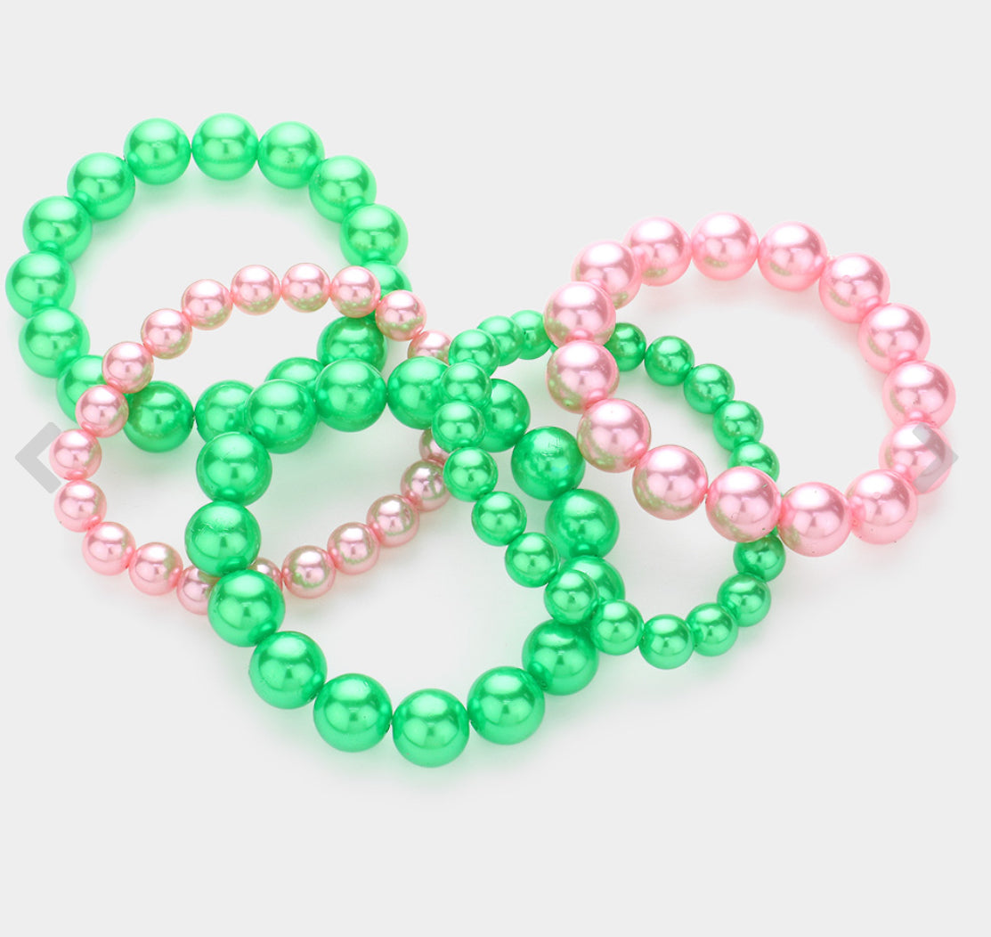 5PCS - Pearl Multi Layered Stretch Bracelets