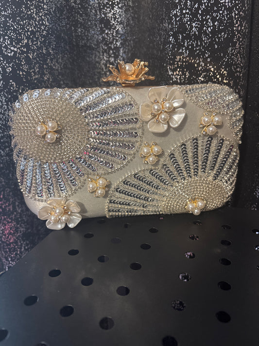 The Ivory Bloom Pearl Clutch