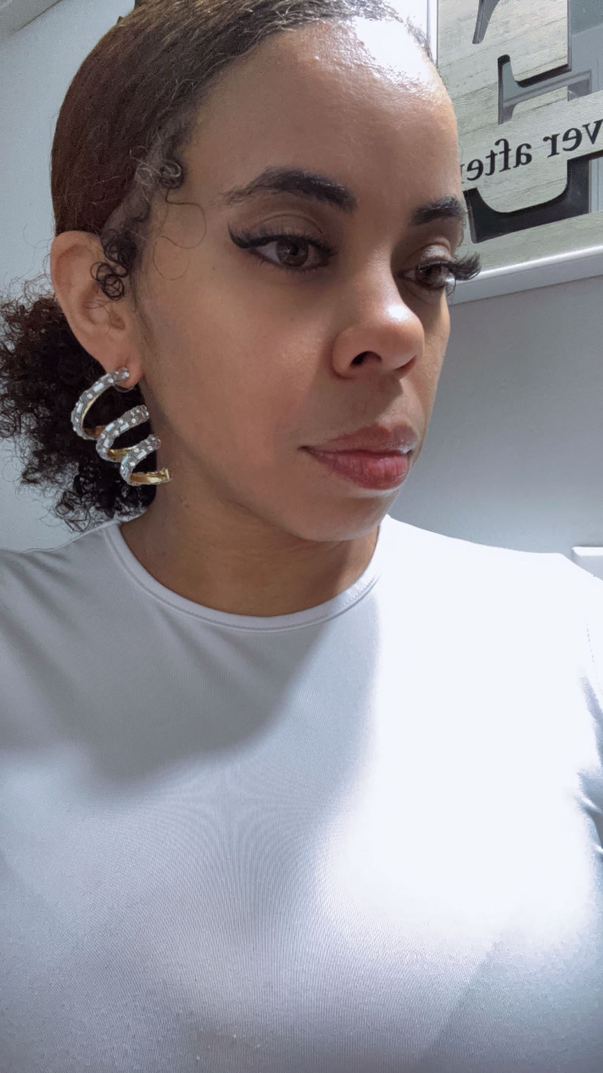 Oversized Emerald Cut Stone Embellished Spiral Earrings