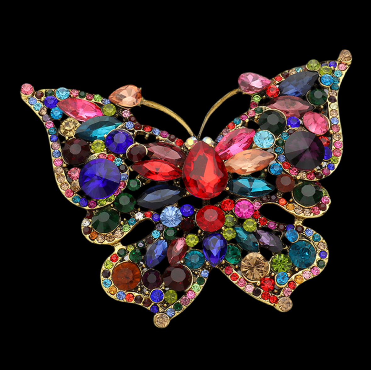 Multi Stone Butterfly Pin Brooch / Pendant