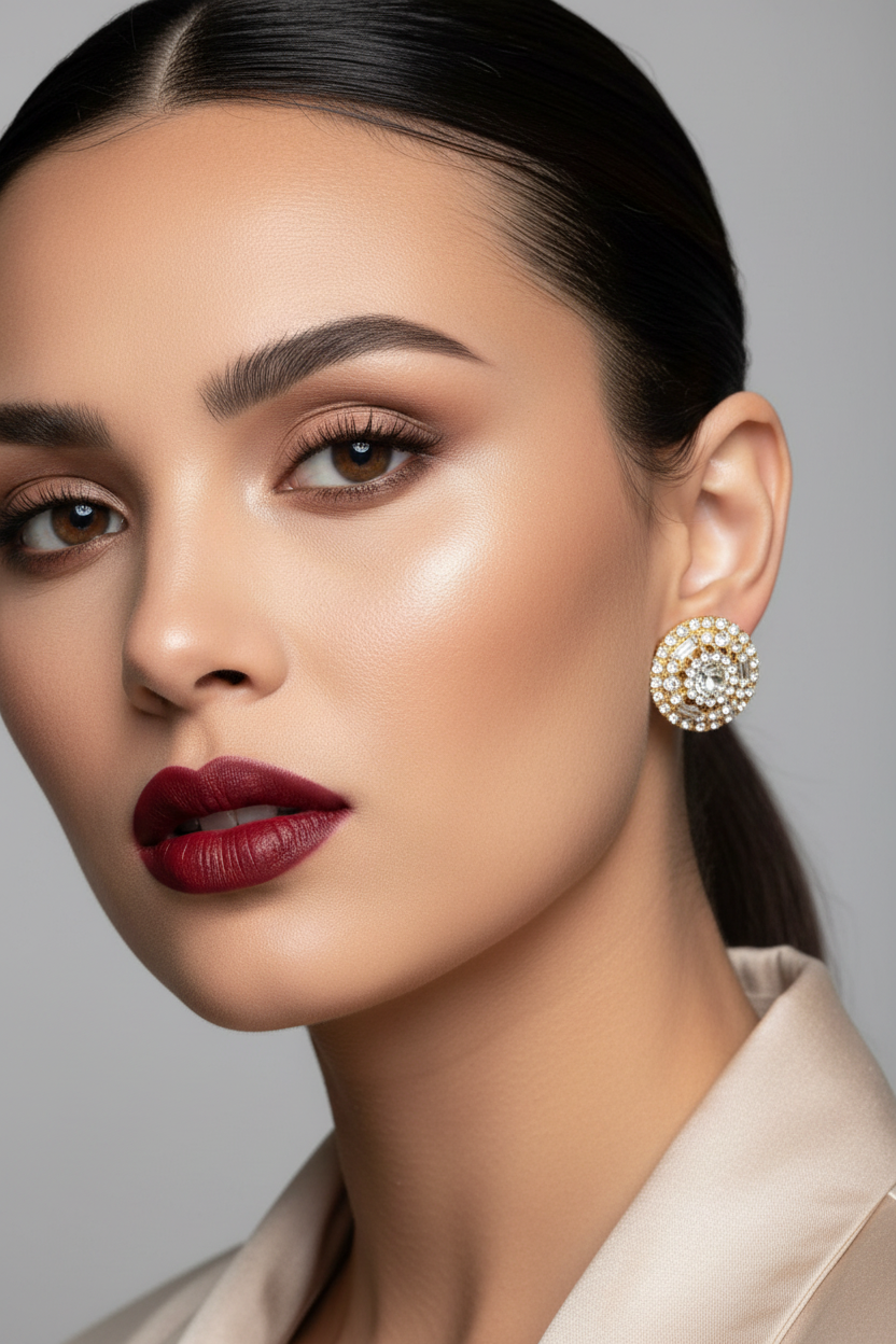 Gold Crystal Luxe Glitz Studs