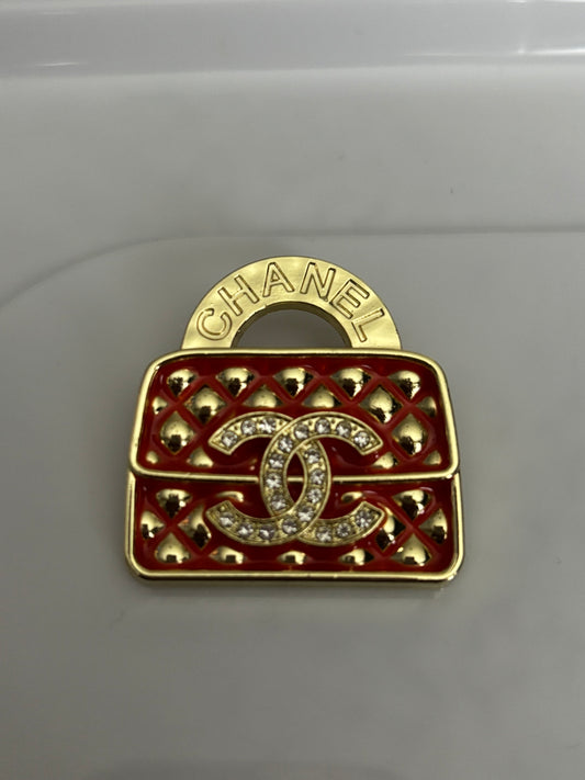 Quilted Red Handbag Brooch – Chanel Inspired Luxury