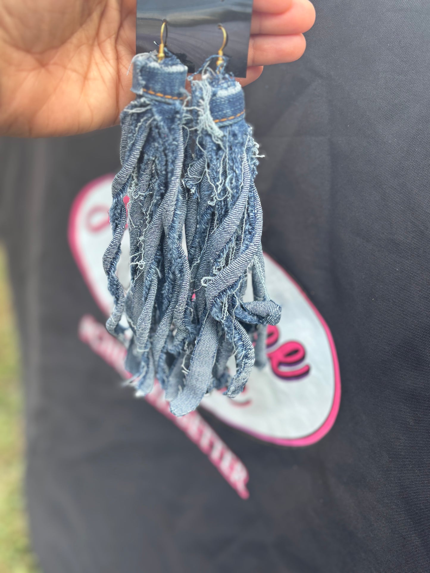 Tied in Tassel Denim Earrings