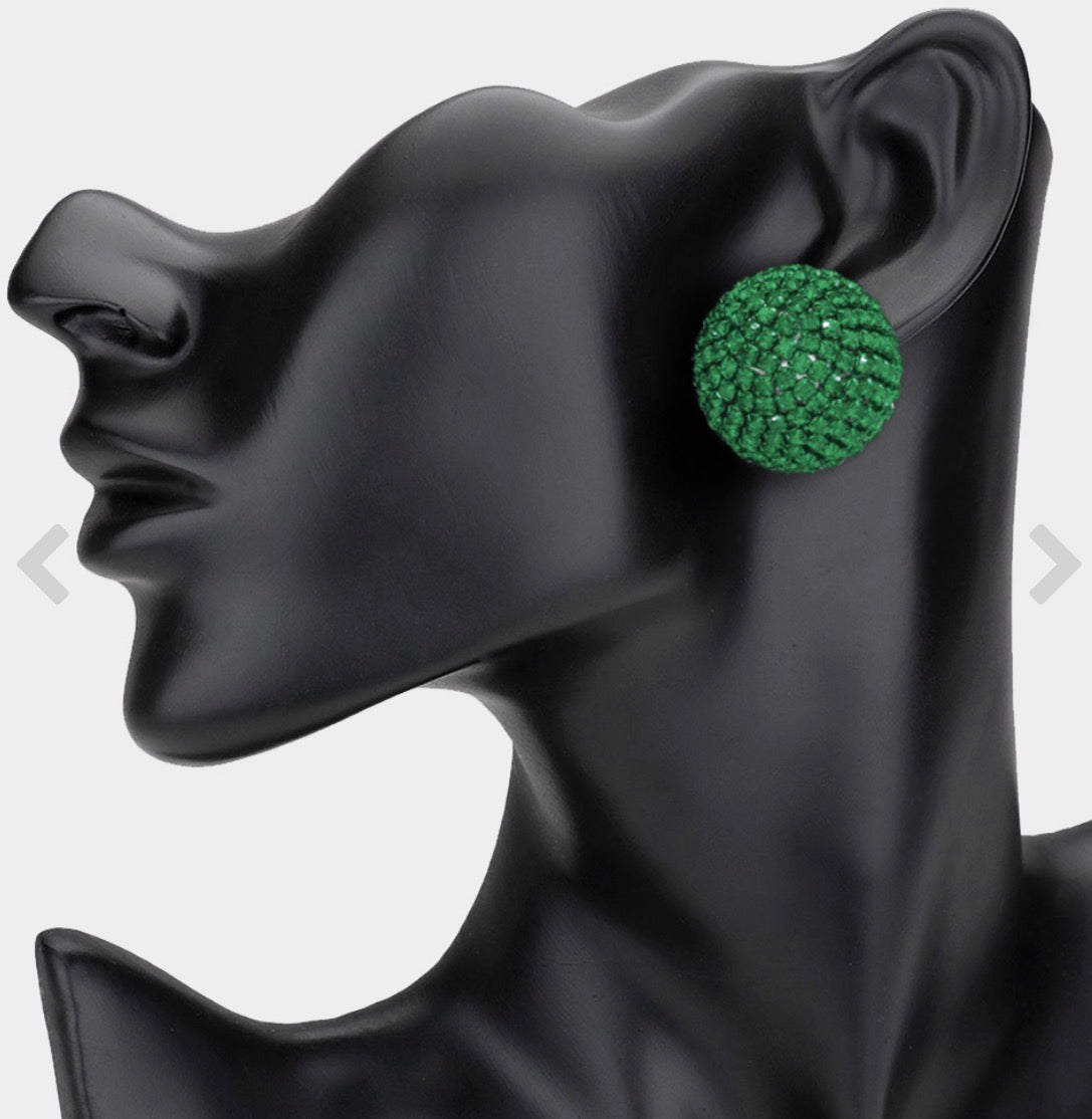 Emerald Green Crystal Dome Stud