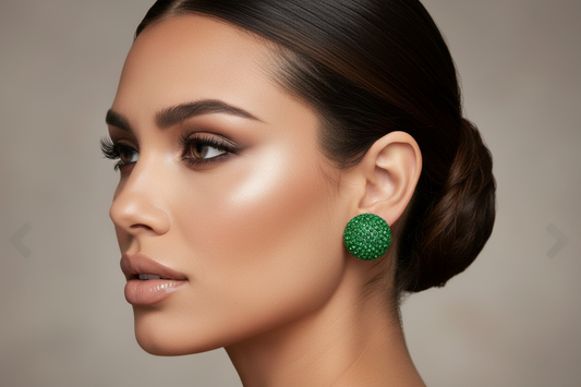 Emerald Green Crystal Dome Stud