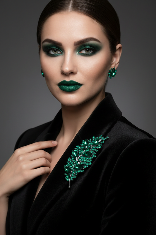 Emerald Empress Leaf Brooch