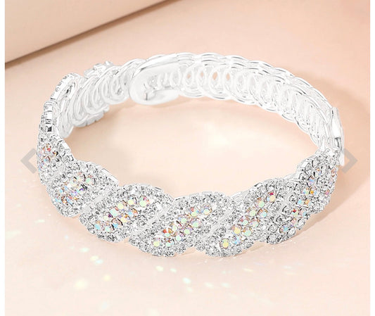 The Diamond Luxe Leaf Bracelet (Silver)