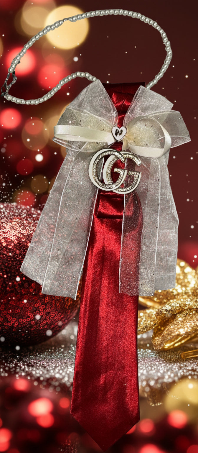 Ruby Pearl Bow Statement Tie