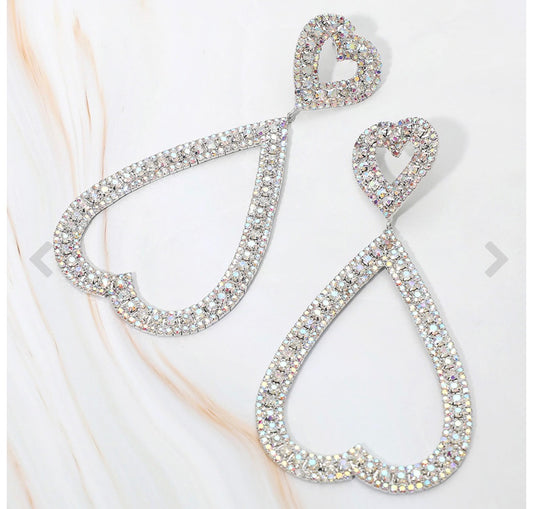 Diamond Heart Statement Earrings