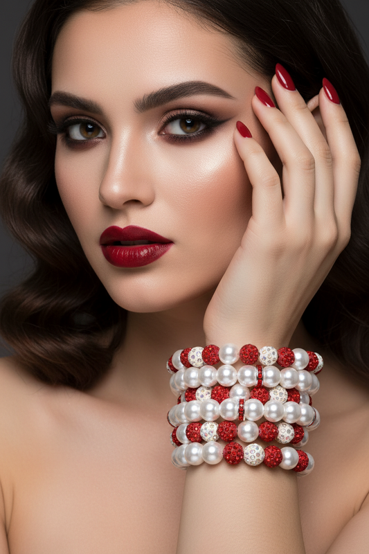 Ruby Radiance Stacked Luxe Bracelet Set