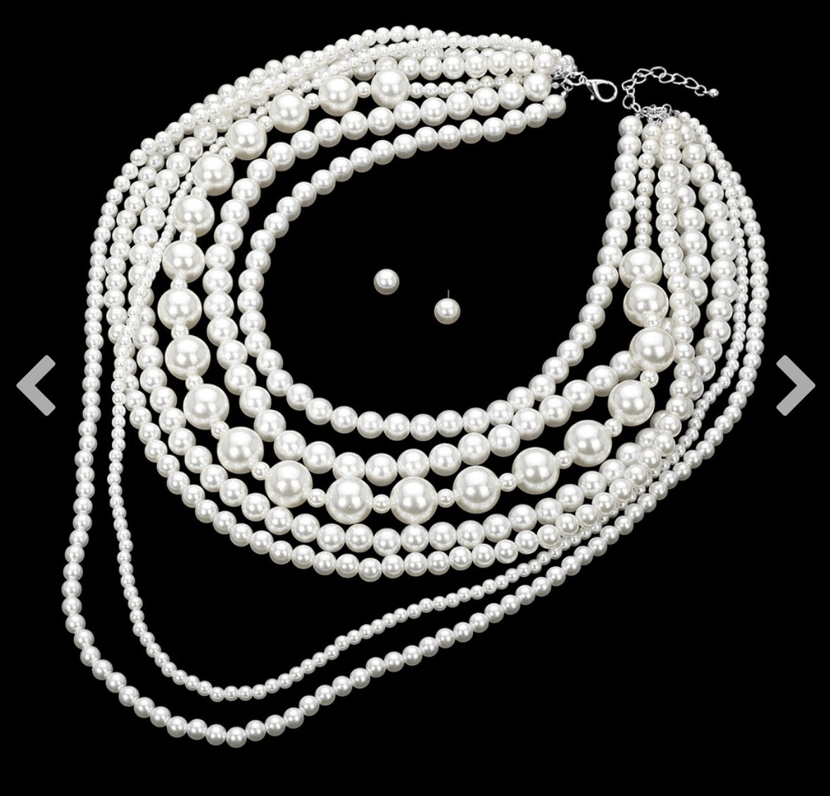 Chunky Pearl Beaded Multi Layered Statement Necklace