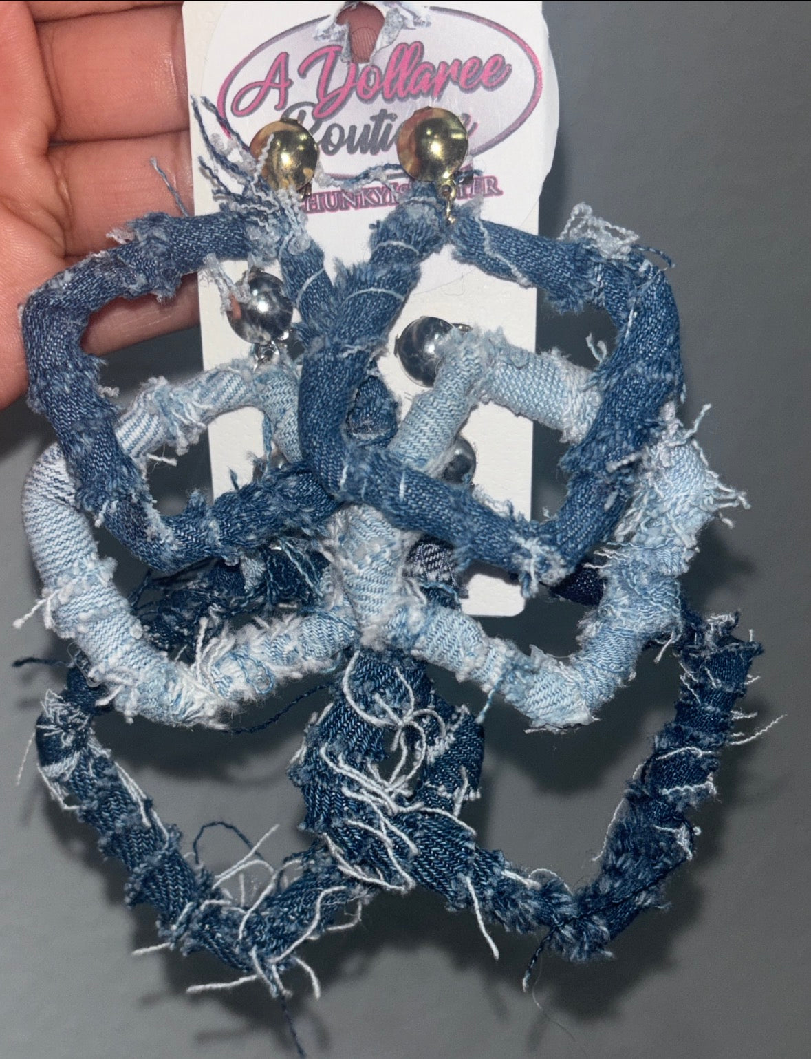 Denim After Dark Statement Hoops