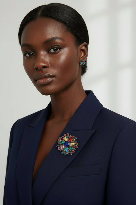Crown Jewel Mosaic Bloom Brooch