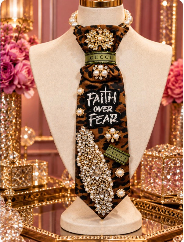 The Fearlessly Faithful Affair | Leopard Print Faith-Inspired Statement Tie