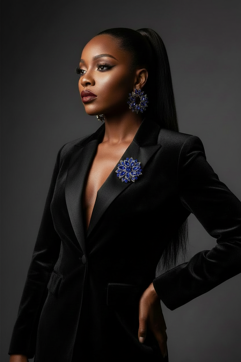 Sapphire Royal Bloom Brooch