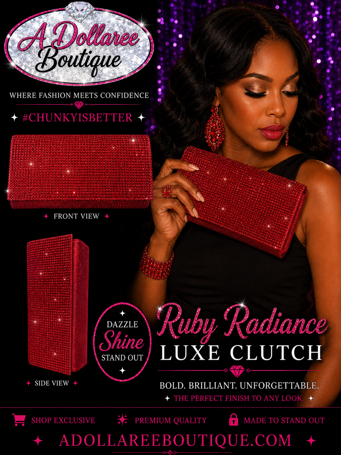 Ruby Radiance Luxe Clutch