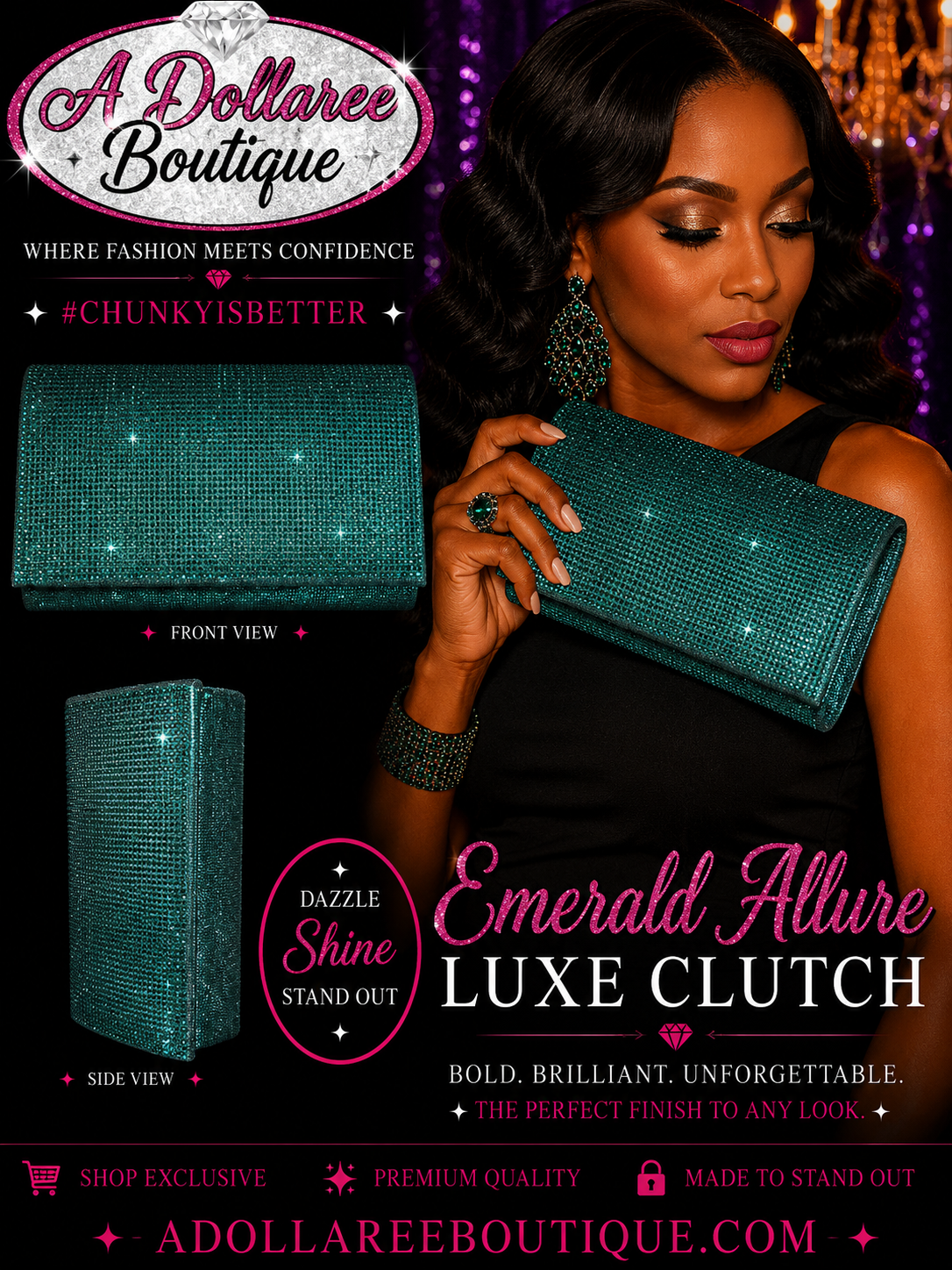 Emerald Allure Luxe Clutch