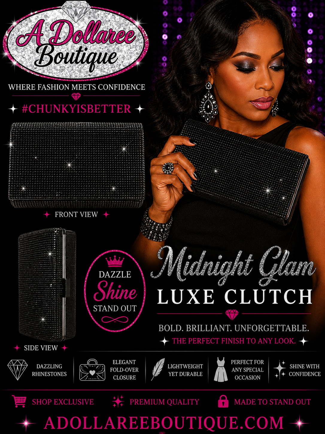 Midnight Glam Luxe Clutch