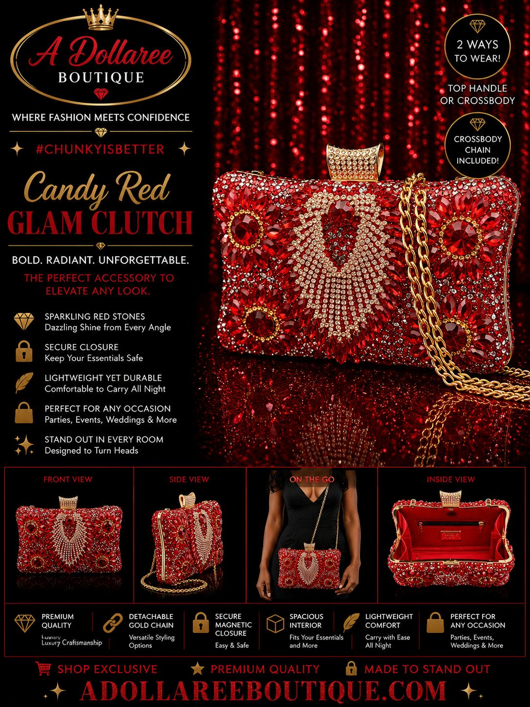 Candy Red Glam Plug Clutch