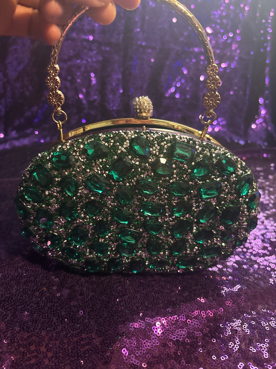 Emerald Luxe Glam Clutch