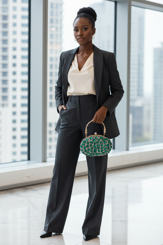 Emerald Luxe Glam Clutch