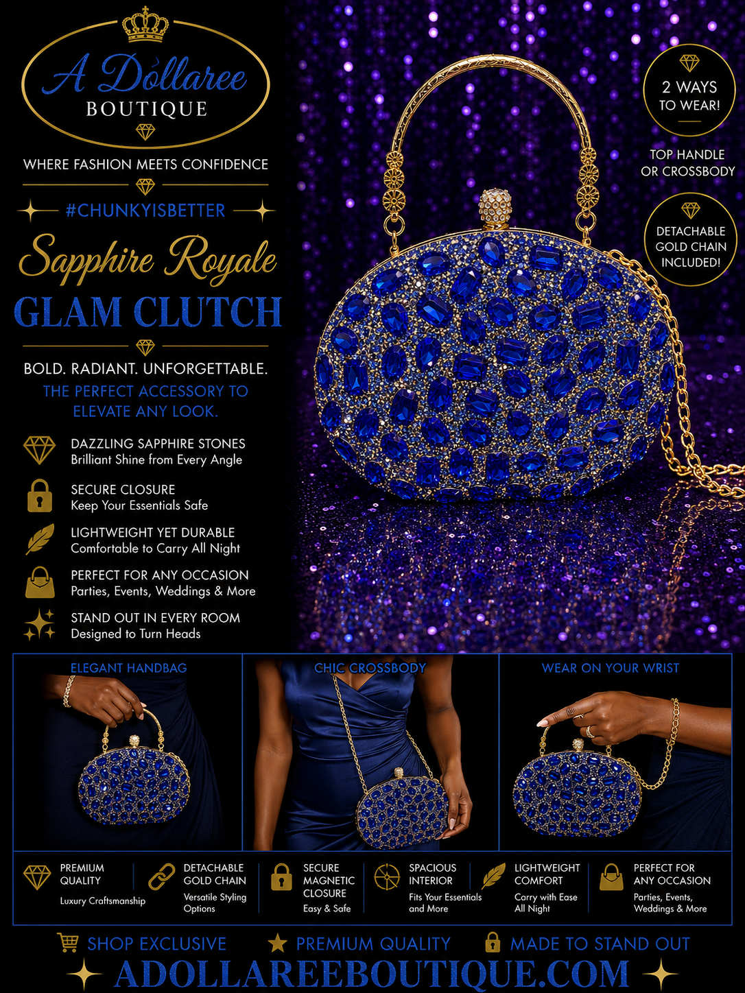 Sapphire Royale Glam Clutch