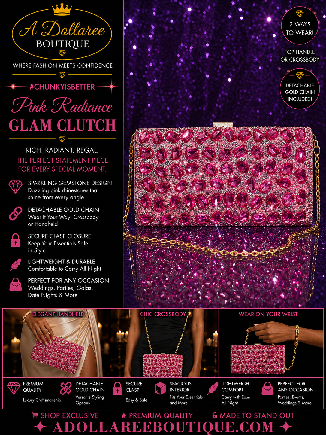 Pink Radiance Glam Clutch