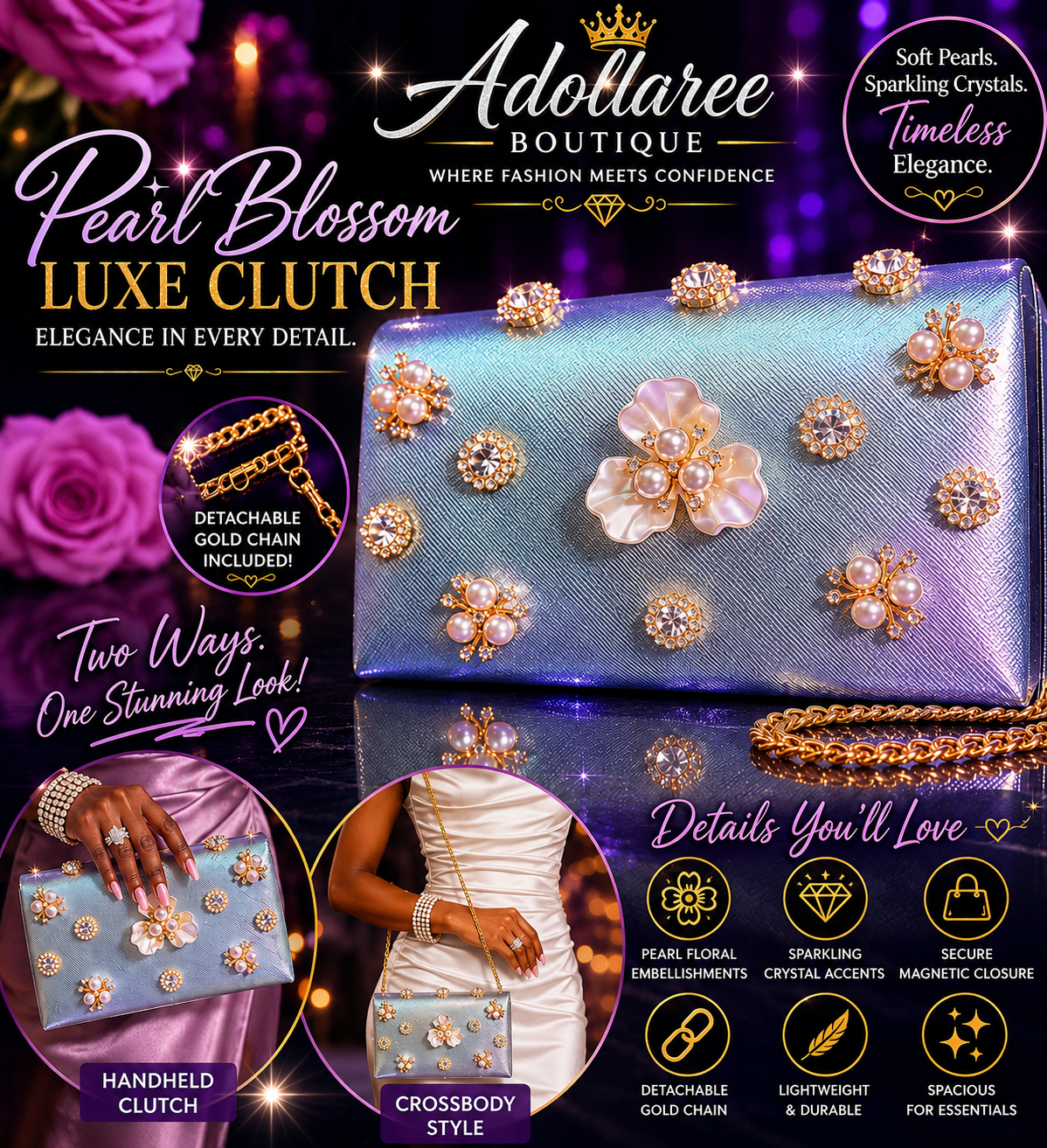 Pearl Blossom Luxe Clutch