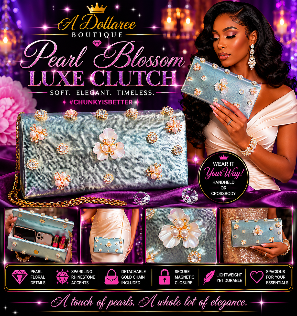 Pearl Blossom Luxe Clutch