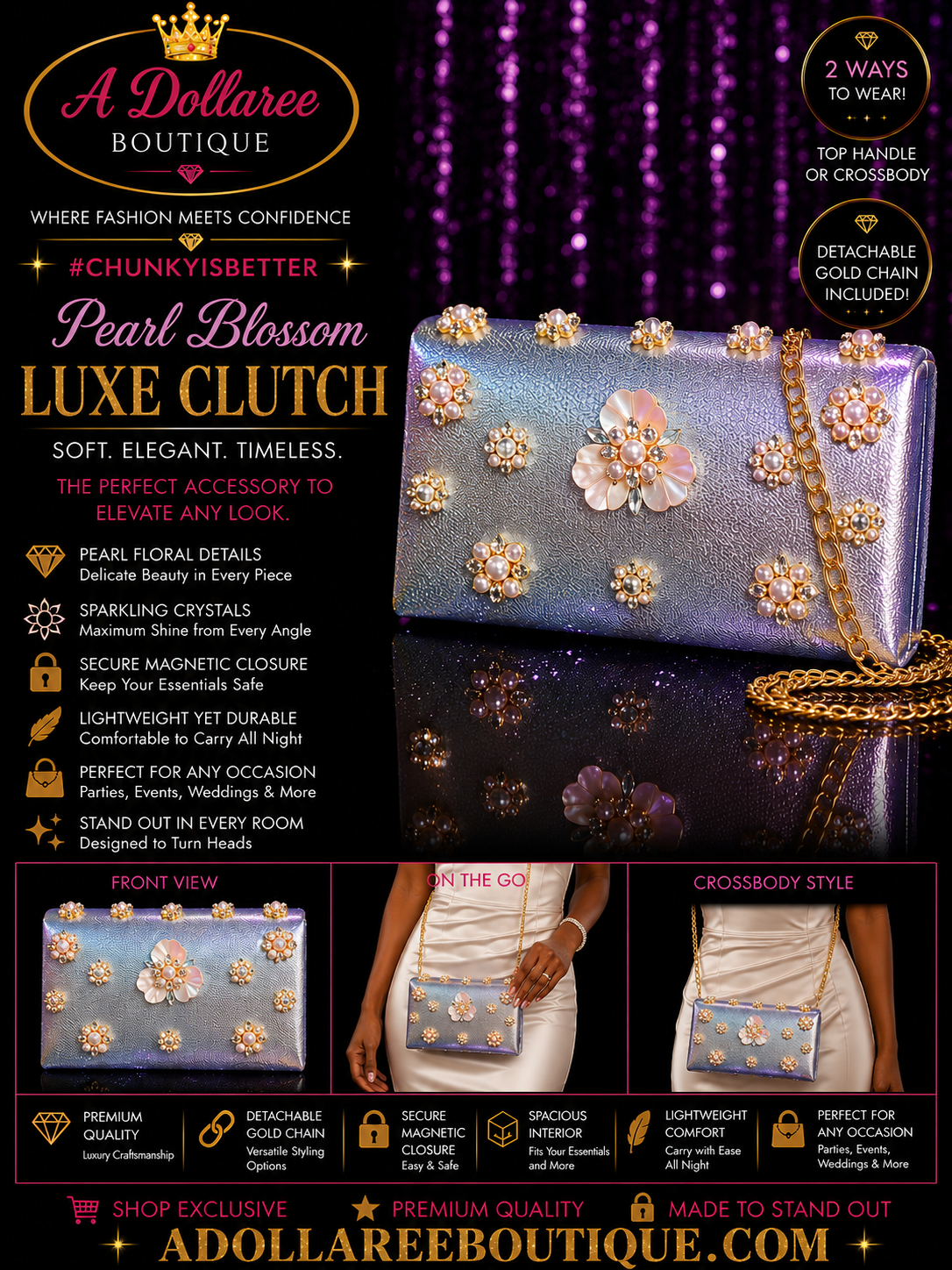 Pearl Blossom Luxe Clutch