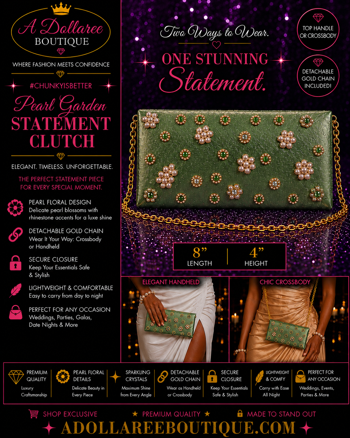Pearl Garden Statement Clutch